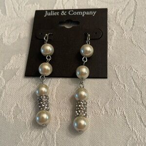 Drop statement earrings with pearl and beaded design